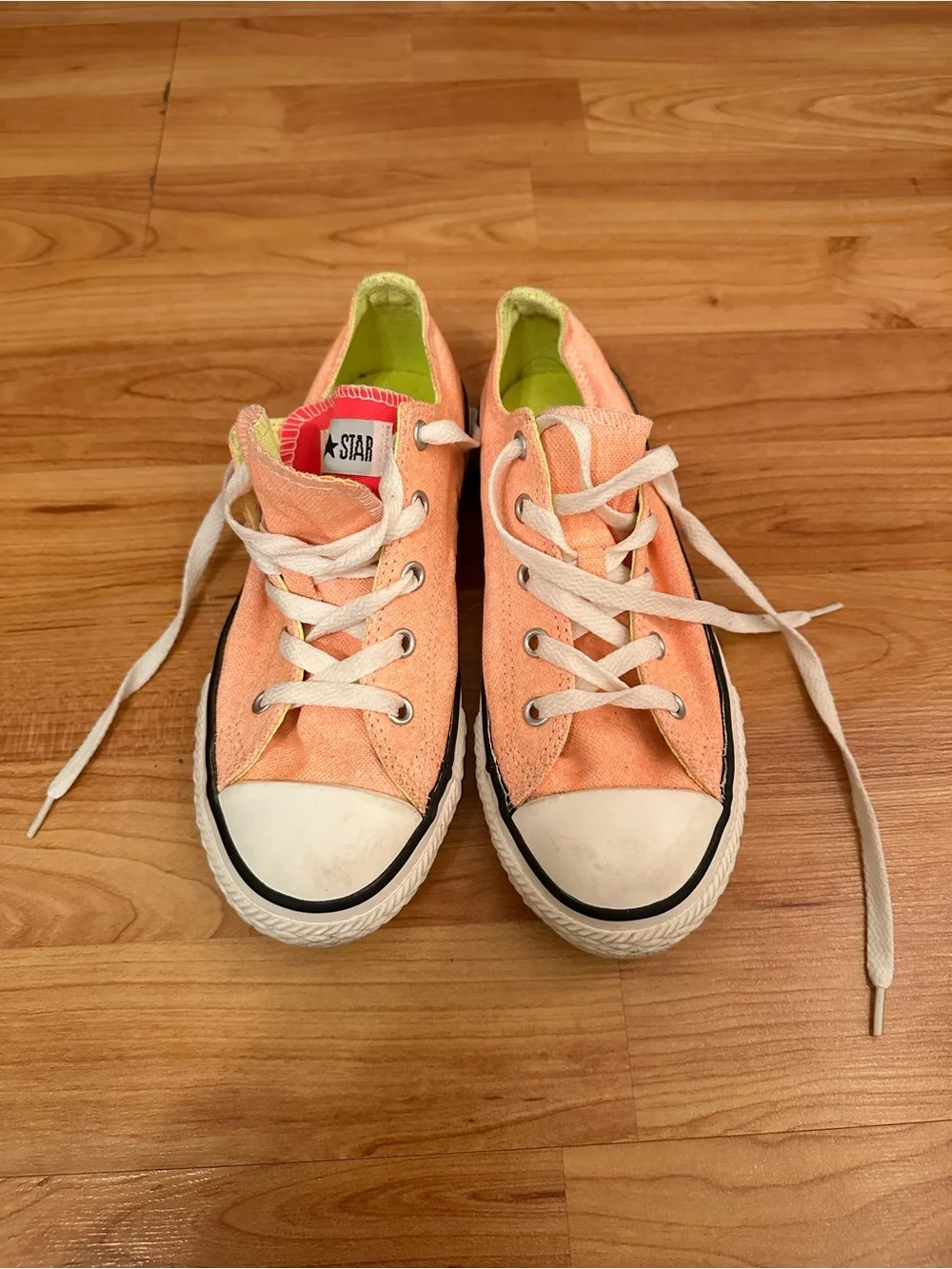 Converse Peach Orange Low-Top, double tongue, size kids 2